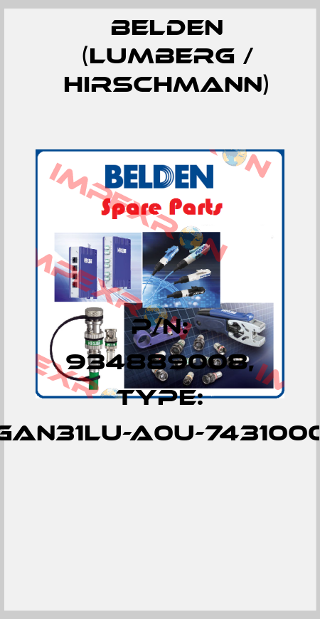 P/N: 934889008, Type: GAN31LU-A0U-7431000  Belden (Lumberg / Hirschmann)