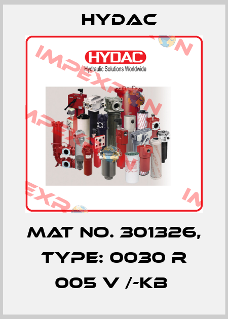 Mat No. 301326, Type: 0030 R 005 V /-KB  Hydac