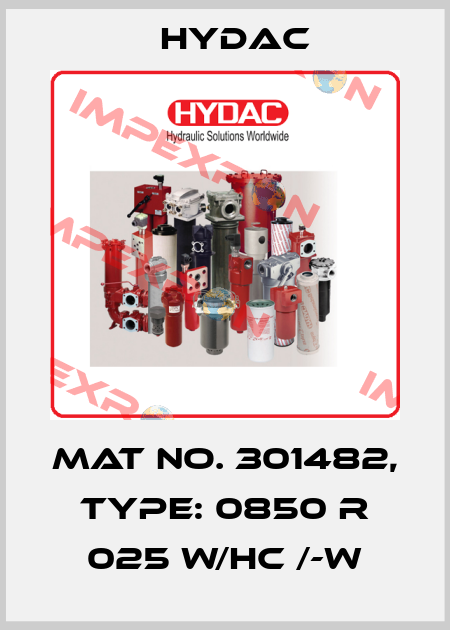 Mat No. 301482, Type: 0850 R 025 W/HC /-W Hydac