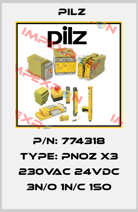 P/N: 774318 Type: PNOZ X3 230VAC 24VDC 3n/o 1n/c 1so Pilz