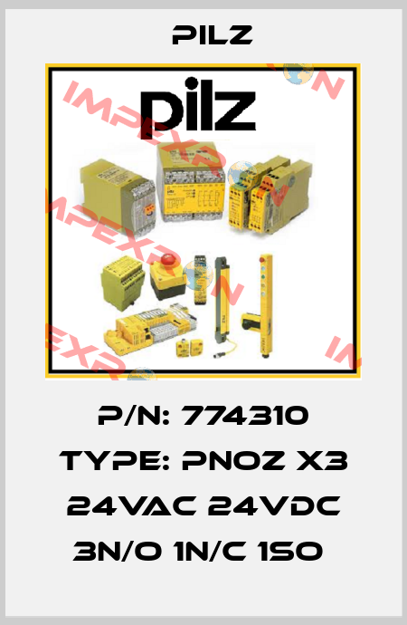P/N: 774310 Type: PNOZ X3 24VAC 24VDC 3n/o 1n/c 1so  Pilz