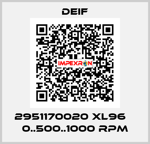 2951170020 XL96    0..500..1000 RPM Deif