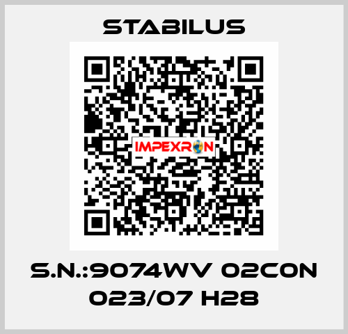 S.N.:9074WV 02C0N 023/07 H28 Stabilus