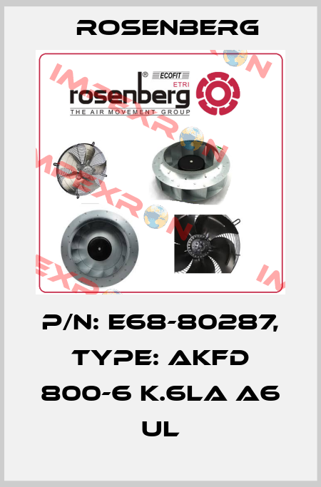 P/N: E68-80287, Type: AKFD 800-6 K.6LA A6 UL Rosenberg