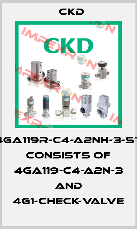 4GA119R-C4-A2NH-3-ST consists of 4GA119-C4-A2N-3 and 4G1-CHECK-VALVE Ckd