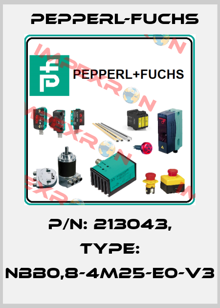 p/n: 213043, Type: NBB0,8-4M25-E0-V3 Pepperl-Fuchs