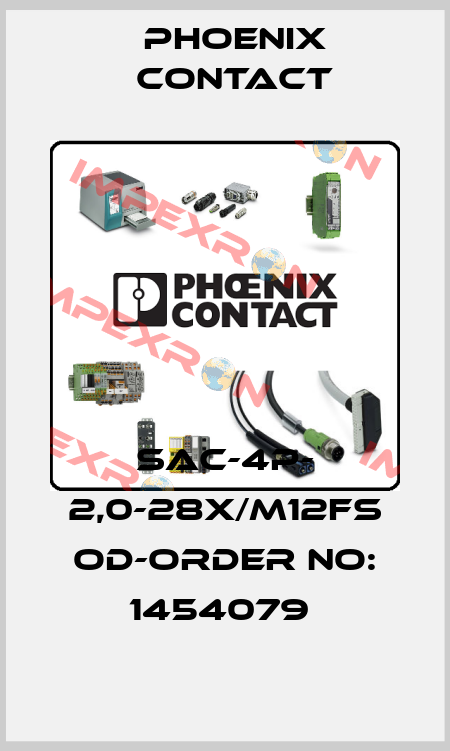 SAC-4P- 2,0-28X/M12FS OD-ORDER NO: 1454079  Phoenix Contact