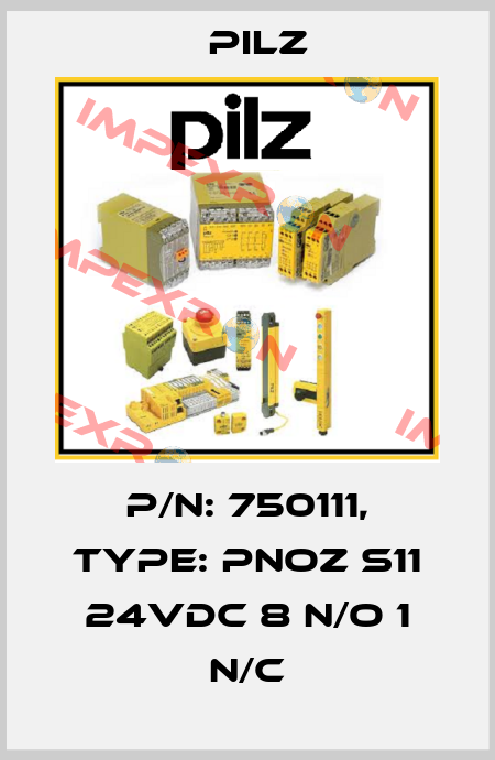 p/n: 750111, Type: PNOZ s11 24VDC 8 n/o 1 n/c Pilz
