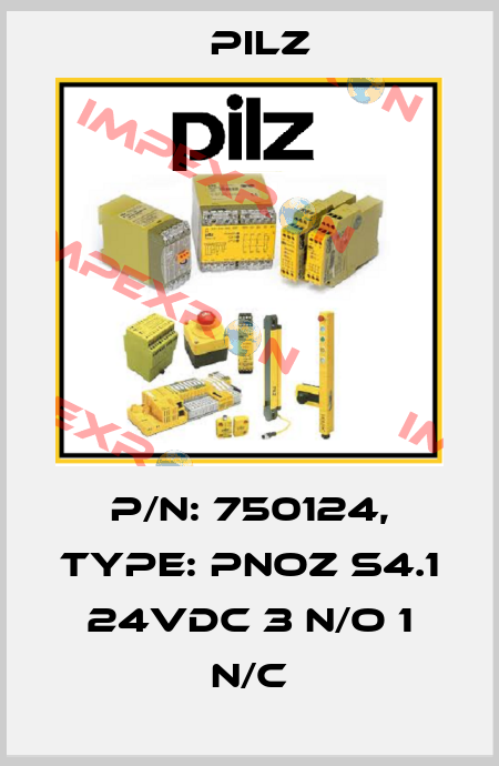 p/n: 750124, Type: PNOZ s4.1 24VDC 3 n/o 1 n/c Pilz